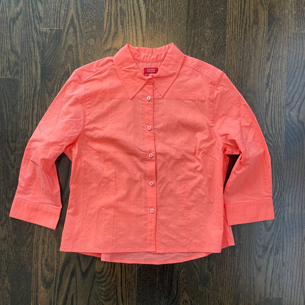 Vintage Valerie Stevens Petite Blouse - Bright Coral